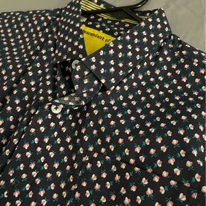 Extra Large floral print men’s collared short sleeve shirt